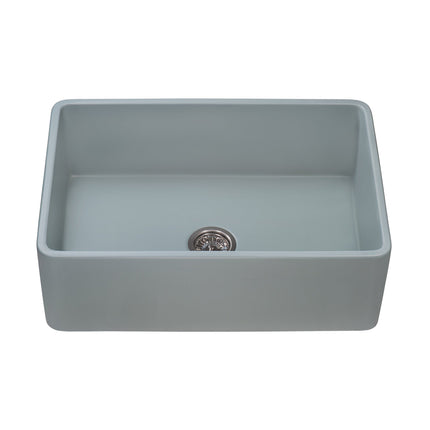 Ruvati 33 x 20 inch Fireclay Reversible Farmhouse Apron-Front Kitchen Sink Single Bowl - Horizon Gray - RVL2300GR Ruvati