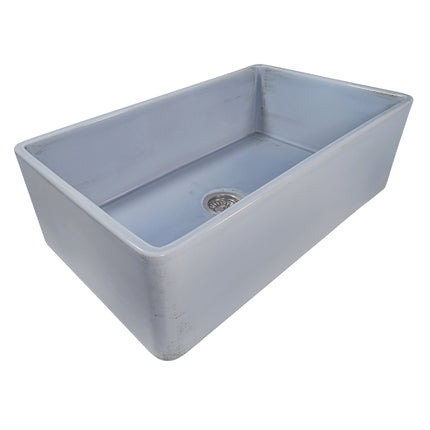 Ruvati 33 inch Fireclay Distressed Finish Farmhouse Apron-Front Kitchen Sink Reversible - Coastal Blue - RVL2300SB Ruvati