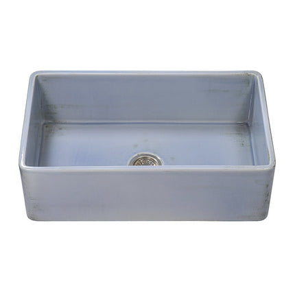 Ruvati 33 inch Fireclay Distressed Finish Farmhouse Apron-Front Kitchen Sink Reversible - Coastal Blue - RVL2300SB Ruvati
