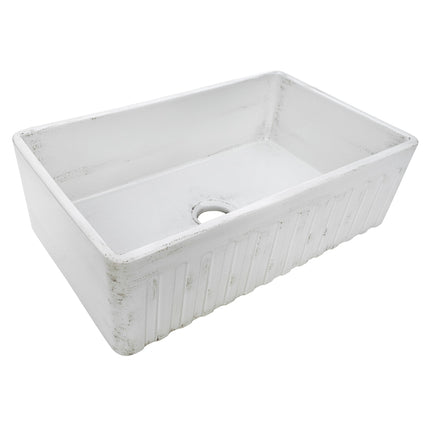 Ruvati 33 x 20 inch Fireclay Reversible Farmhouse Apron-Front Kitchen Sink Specialty Finish - Distressed White - RVL2300SW Ruvati