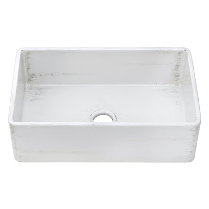 Ruvati 33 x 20 inch Fireclay Reversible Farmhouse Apron-Front Kitchen Sink Specialty Finish - Distressed White - RVL2300SW Ruvati
