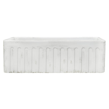 Ruvati 33 x 20 inch Fireclay Reversible Farmhouse Apron-Front Kitchen Sink Specialty Finish - Distressed White - RVL2300SW Ruvati
