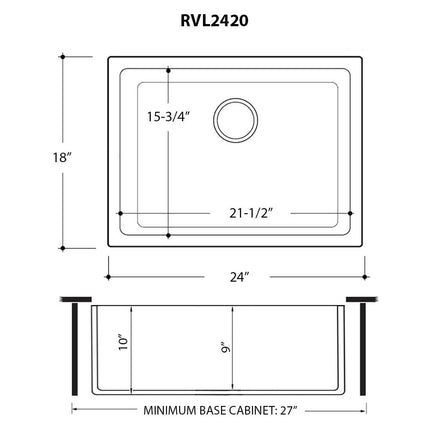 Ruvati 24-inch Fireclay Undermount / Drop-in Topmount Kitchen Sink Single Bowl - White - RVL2420WH Ruvati