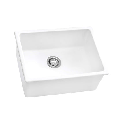 Ruvati 24-inch Fireclay Undermount / Drop-in Topmount Kitchen Sink Single Bowl - White - RVL2420WH Ruvati