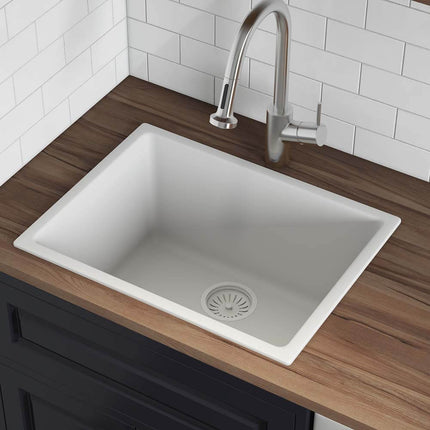 Ruvati 24-inch Fireclay Undermount / Drop-in Topmount Kitchen Sink Single Bowl - White - RVL2420WH Ruvati