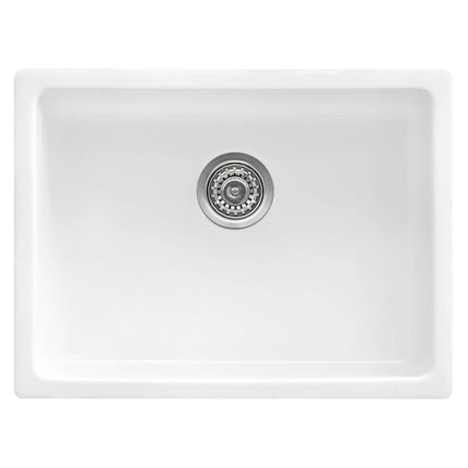 Ruvati 24-inch Fireclay Undermount / Drop-in Topmount Kitchen Sink Single Bowl - White - RVL2420WH Ruvati