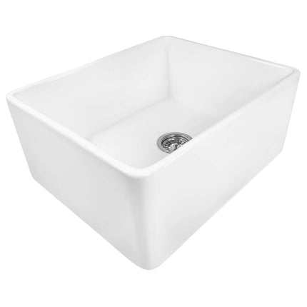 Ruvati 23-inch Fireclay Farmhouse Kitchen Laundry Utility Sink Single Bowl - White - RVL2468WH Ruvati