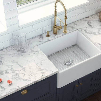 Ruvati 23-inch Fireclay Farmhouse Kitchen Laundry Utility Sink Single Bowl - White - RVL2468WH Ruvati