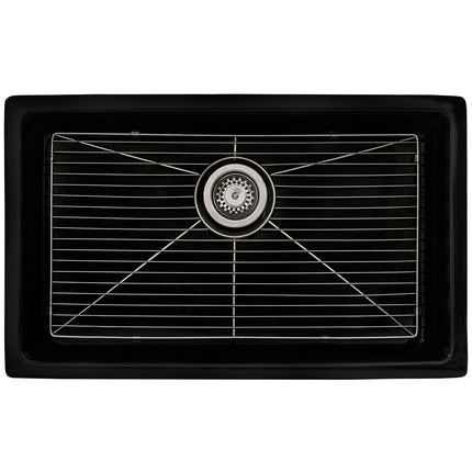 Ruvati 27-inch Fireclay Undermount / Drop-in Topmount Kitchen Sink Single Bowl - Black - RVL2707BK Ruvati