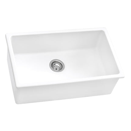 Ruvati 27-inch Fireclay Undermount / Drop-in Topmount Kitchen Sink Single Bowl - White - RVL2707WH Ruvati
