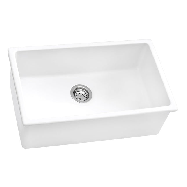 Ruvati 27-inch Fireclay Undermount / Drop-in Topmount Kitchen Sink Single Bowl - White - RVL2707WH Ruvati
