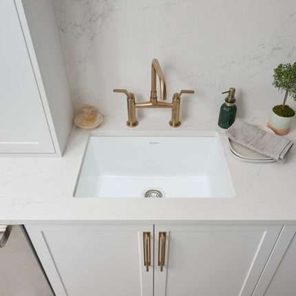Ruvati 27-inch Fireclay Undermount / Drop-in Topmount Kitchen Sink Single Bowl - White - RVL2707WH Ruvati