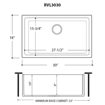 Ruvati 30-inch Fireclay Undermount / Drop-in Topmount Kitchen Sink Single Bowl - White - RVL3030WH Ruvati
