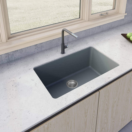 Ruvati 30-inch Fireclay Undermount / Drop-in Topmount Kitchen Sink Single Bowl - Blue- RVL3030LU Ruvati