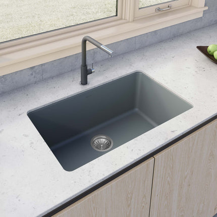 Ruvati 30-inch Fireclay Undermount / Drop-in Topmount Kitchen Sink Single Bowl - Blue- RVL3030LU Ruvati