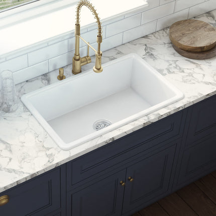 Ruvati 30-inch Fireclay Undermount / Drop-in Topmount Kitchen Sink Single Bowl - White - RVL3030WH Ruvati