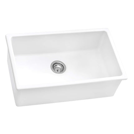Ruvati 30-inch Fireclay Undermount / Drop-in Topmount Kitchen Sink Single Bowl - White - RVL3030WH Ruvati
