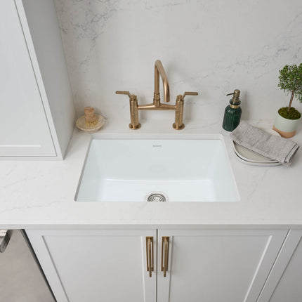 Ruvati 30-inch Fireclay Undermount / Drop-in Topmount Kitchen Sink Single Bowl - White - RVL3030WH Ruvati
