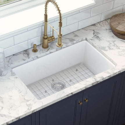 Ruvati 30-inch Fireclay Undermount / Drop-in Topmount Kitchen Sink Single Bowl - White - RVL3030WH Ruvati