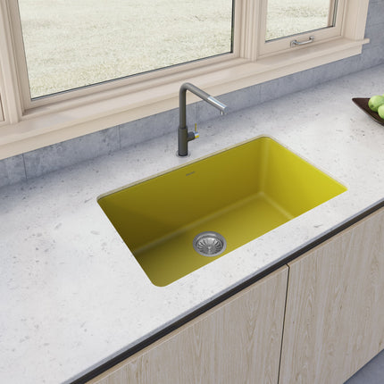 Ruvati 30-inch Fireclay Undermount / Drop-in Topmount Kitchen Sink Single Bowl - Yellow - RVL3030YL Ruvati