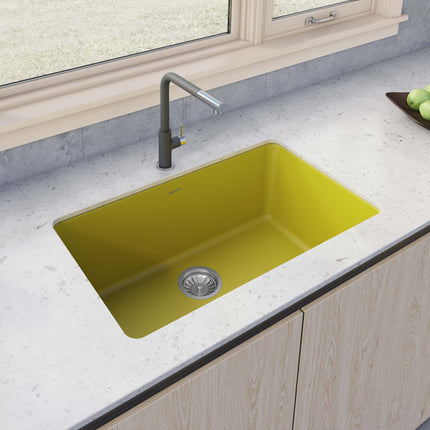 Ruvati 30-inch Fireclay Undermount / Drop-in Topmount Kitchen Sink Single Bowl - Yellow - RVL3030YL Ruvati