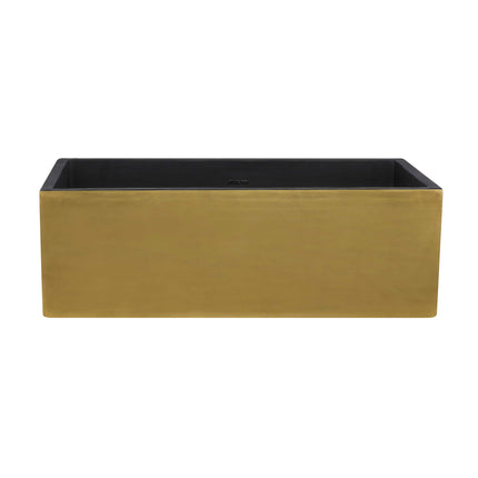 Ruvati 30-inch Matte Black and Brushed Gold Fireclay Modern Farmhouse Kitchen Sink Single Bowl - RVL4018GRG Ruvati