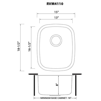Ruvati 15 x 18 inch Undermount 16 Gauge Stainless Steel Bar Prep Sink - RVM4110 Ruvati
