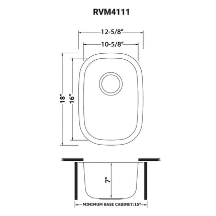 Ruvati 12 x 18 inch Undermount 16 Gauge Stainless Steel Bar Prep Sink - RVM4111 Ruvati