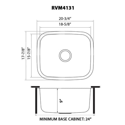 Ruvati 21-inch Undermount 16 Gauge Stainless Steel Kitchen Sink Single Bowl - RVM4131 Ruvati