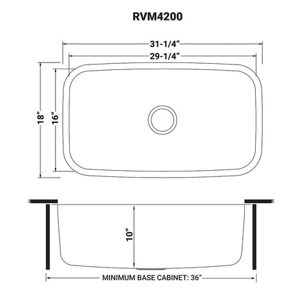 Ruvati 32-inch Undermount 16 Gauge Stainless Steel Kitchen Sink Single Bowl - RVM4200 Ruvati