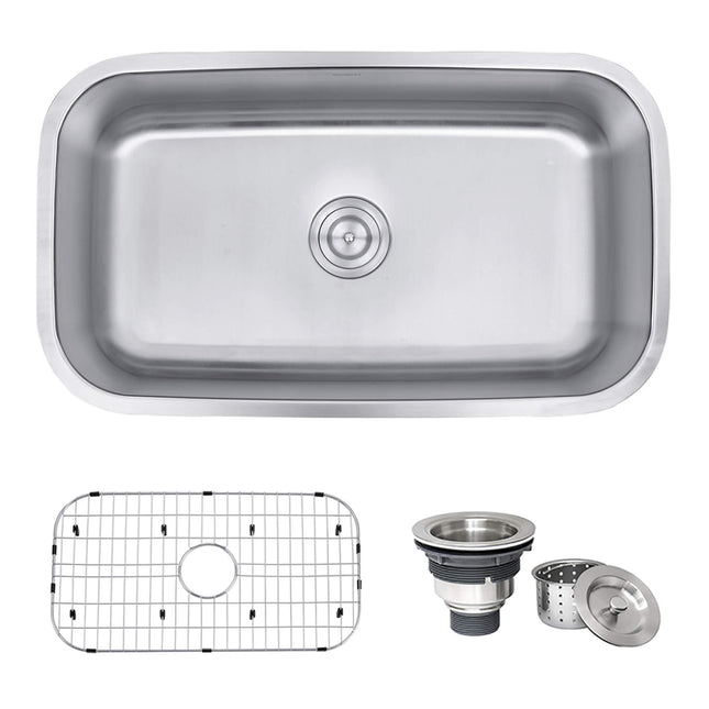 Ruvati 32-inch Undermount 16 Gauge Stainless Steel Kitchen Sink Single Bowl - RVM4200 Ruvati