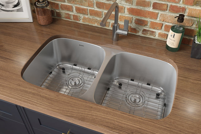 Ruvati 32-inch Undermount 50/50 Double Bowl 16 Gauge Stainless Steel Kitchen Sink - RVM4300 Ruvati