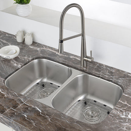 Ruvati 32-inch Undermount 50/50 Double Bowl 16 Gauge Stainless Steel Kitchen Sink - RVM4300 Ruvati