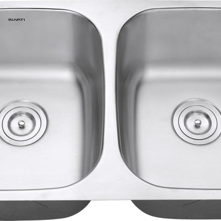 Ruvati 32-inch Undermount 50/50 Double Bowl 16 Gauge Stainless Steel Kitchen Sink - RVM4300 Ruvati