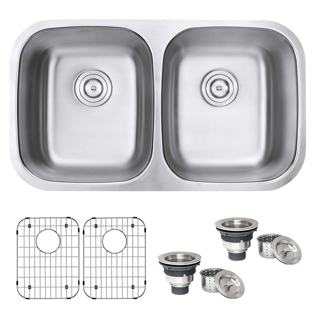 Ruvati 32-inch Undermount 50/50 Double Bowl 16 Gauge Stainless Steel Kitchen Sink - RVM4300 Ruvati