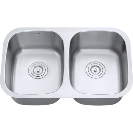 Ruvati 29-inch Undermount 50/50 Double Bowl 16 Gauge Stainless Steel Kitchen Sink - RVM4301 Ruvati