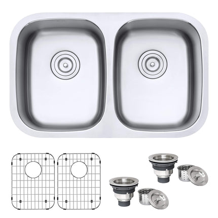 Ruvati 29-inch Undermount 50/50 Double Bowl 16 Gauge Stainless Steel Kitchen Sink - RVM4301 Ruvati