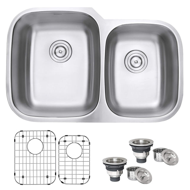 Ruvati 32-inch Undermount 60/40 Double Bowl 16 Gauge Stainless Steel Kitchen Sink - RVM4310 Ruvati