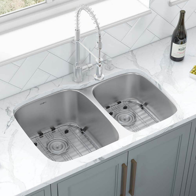 Ruvati 32-inch Undermount 60/40 Double Bowl 16 Gauge Stainless Steel Kitchen Sink - RVM4310 Ruvati