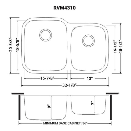 Ruvati 32-inch Undermount 60/40 Double Bowl 16 Gauge Stainless Steel Kitchen Sink - RVM4310 Ruvati