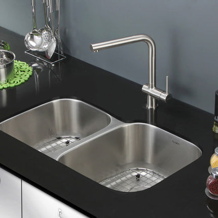 Ruvati 32-inch Undermount 40/60 Double Bowl 16 Gauge Stainless Steel Kitchen Sink - RVM4315 Ruvati