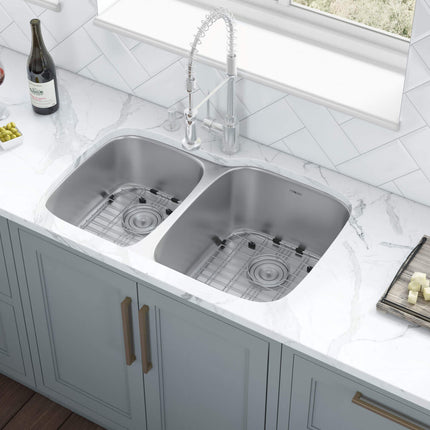 Ruvati 32-inch Undermount 40/60 Double Bowl 16 Gauge Stainless Steel Kitchen Sink - RVM4315 Ruvati
