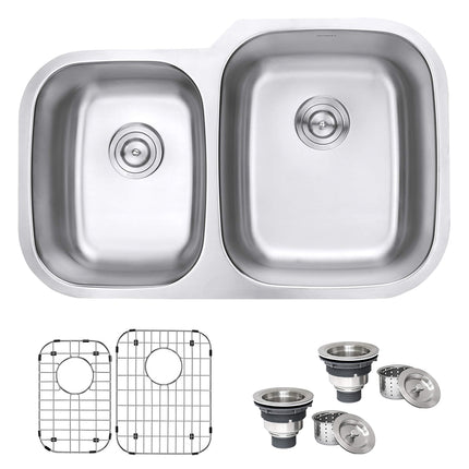Ruvati 32-inch Undermount 40/60 Double Bowl 16 Gauge Stainless Steel Kitchen Sink - RVM4315 Ruvati