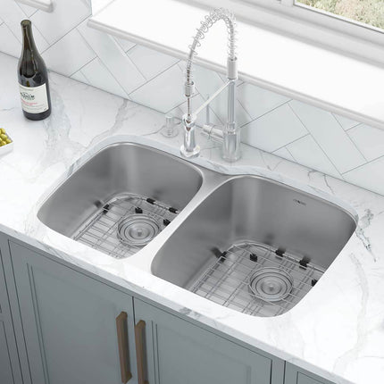 Ruvati 32-inch Undermount 40/60 Double Bowl 16 Gauge Stainless Steel Kitchen Sink - RVM4315 Ruvati