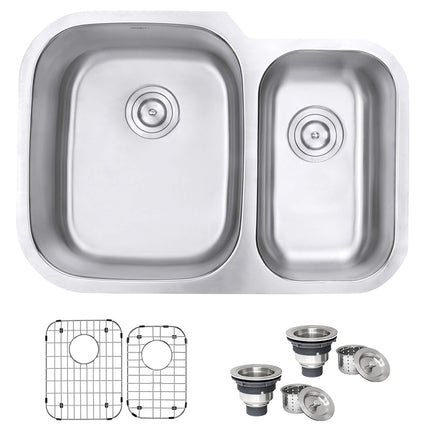Ruvati 29-inch Undermount 60/40 Double Bowl 16 Gauge Stainless Steel Kitchen Sink - RVM4500 Ruvati