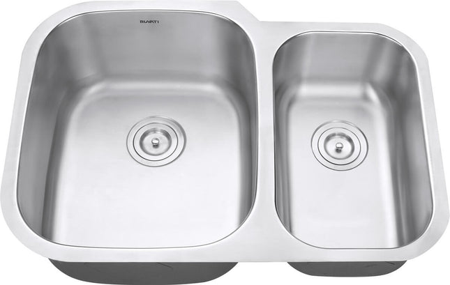 Ruvati 29-inch Undermount 60/40 Double Bowl 16 Gauge Stainless Steel Kitchen Sink - RVM4500 Ruvati