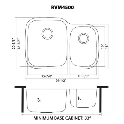 Ruvati 29-inch Undermount 60/40 Double Bowl 16 Gauge Stainless Steel Kitchen Sink - RVM4500 Ruvati