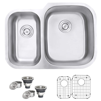Ruvati 29-inch Undermount 40/60 Double Bowl 16 Gauge Stainless Steel Kitchen Sink - RVM4505 Ruvati