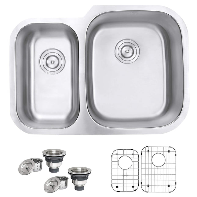 Ruvati 29-inch Undermount 40/60 Double Bowl 16 Gauge Stainless Steel Kitchen Sink - RVM4505 Ruvati