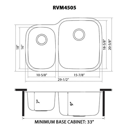 Ruvati 29-inch Undermount 40/60 Double Bowl 16 Gauge Stainless Steel Kitchen Sink - RVM4505 Ruvati